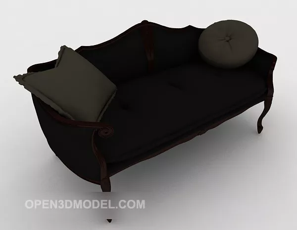 Western Black Double Sofa 3d model Western Black Double Sofa 3d model