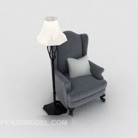European Home Grey Single Sofa 3d model