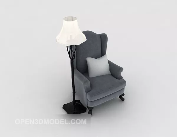European Home Grey Single Sofa 3d model European Home Grey Single Sofa 3d model