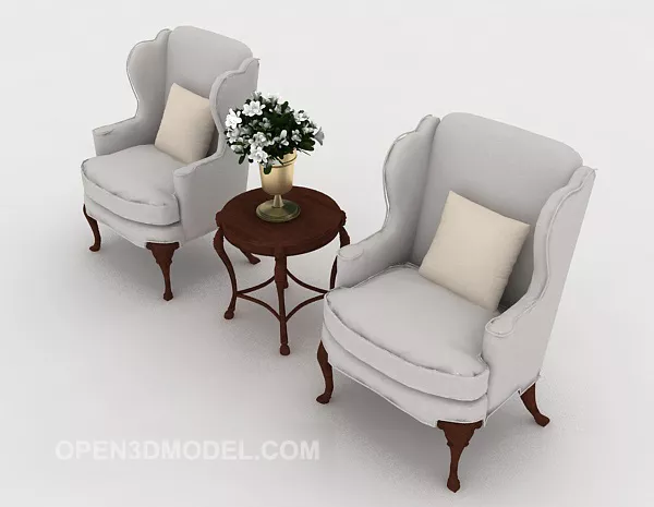 Western Grey Single Sofa Set 3d model Western Grey Single Sofa Set 3d model