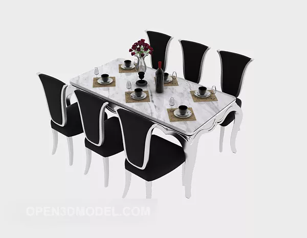 European Home Table Chair 3d model European Home Table Chair 3d model