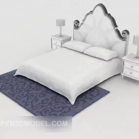 Western Home White Double Bed 3d model