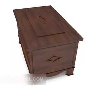 European Solid Wood Brown Coffee Table 3d model