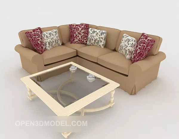Western Brown Multiplayer Sofa Decoration 3d model Western Brown Multiplayer Sofa Decoration 3d model