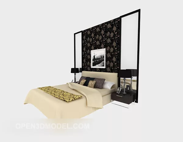 European Hotel Double Bed 3d model European Hotel Double Bed 3d model