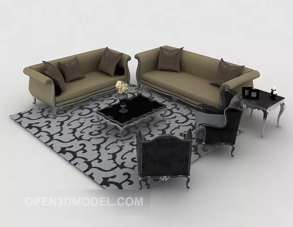 Western Grey Combination Sofa 3d model Western Grey Combination Sofa 3d model