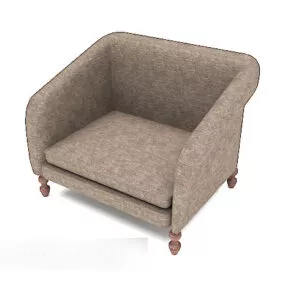 Western Brown Wooden Single Sofa 3d model