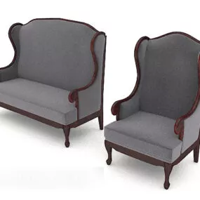 Western Grey Multiplayer Sofa 3d model
