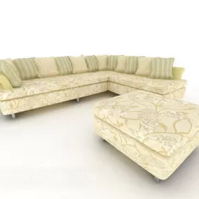 European Light Brown Multi-person Sofa 3d model