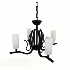 European Black Simple Chandelier 3d model