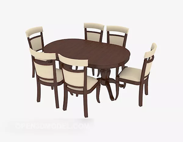 Western Solid Wood Round Table 3d model Western Solid Wood Round Table 3d model