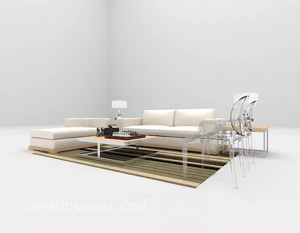 European Furniture Sofa With Carpet 3d model European Furniture Sofa With Carpet 3d model