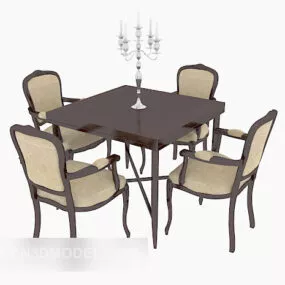 European Furniture Four Table Chairs 3d model