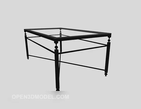 Glass Table Minimalist Iron Leg 3d model Glass Table Minimalist Iron Leg 3d model