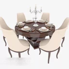 European Furniture Dining Table 3d model