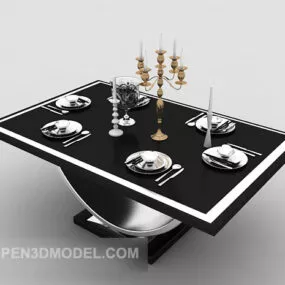 European Family Dining Table 3d model
