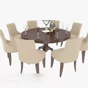 European Furniture Round Dining Table 3d model