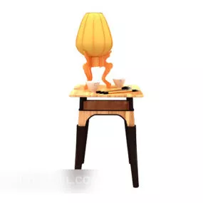 European Wooden Side Table 3d model