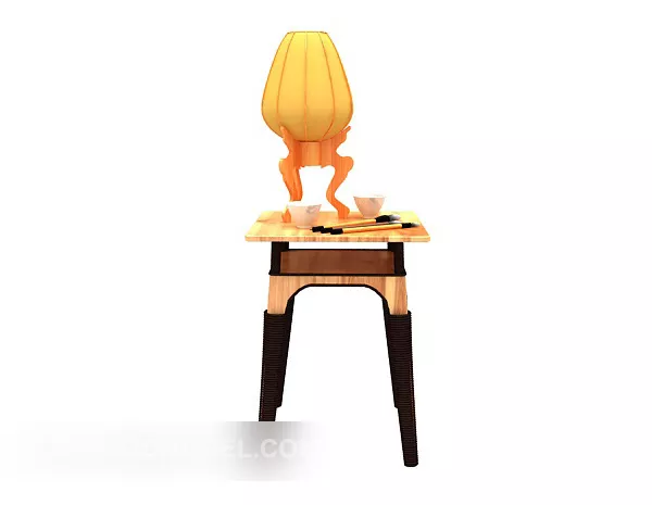 European Wooden Side Table 3d model European Wooden Side Table 3d model