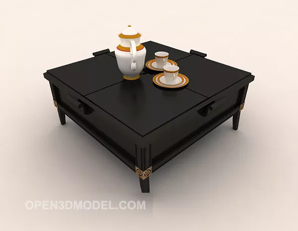 Japanese Table Dark Wooden 3d model Japanese Table Dark Wooden 3d model