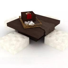 Japanese Table Chair Set 3d model