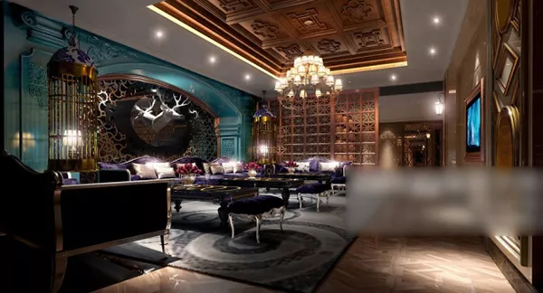 Bar Interior With Reception And A Girl 3d model