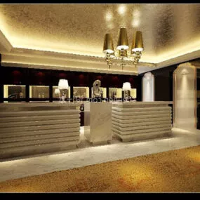 Yellow Light Bar Front Desk Interior 3d model