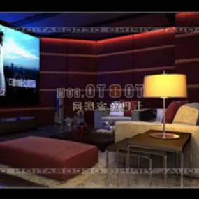 Dark Of Library Room With Sòa Interior 3d model