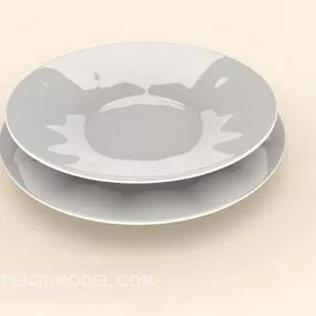 Kitchen White Dishes 3d model