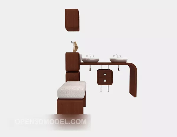 Round Bathtub With Sink 3d model