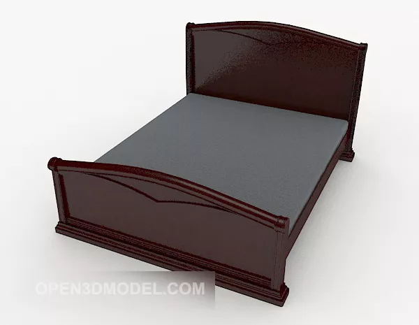 Lacquered Wood Single Bed 3d model Lacquered Wood Single Bed 3d model