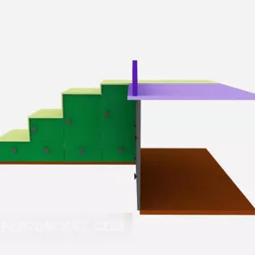 Bed Ladder With Cabinet Furniture 3d model
