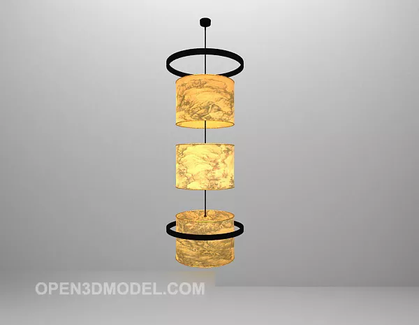 Golden Shade Chandelier Lighting 3d model Golden Shade Chandelier Lighting 3d model