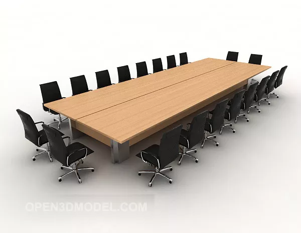 Large Conference Desk Wooden Material 3d model Large Conference Desk Wooden Material 3d model