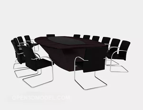 Large Conference Desk And Chairs 3d model Large Conference Desk And Chairs 3d model