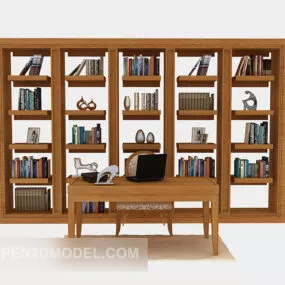 Large Home Bookcase Wooden Material 3d model