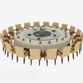 Large Hotel Round Table Chair 3d model