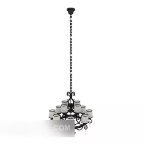 Large Long Strip Chandelier 3d model