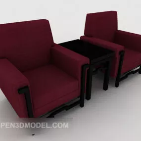 Large Red Chinese Single Sofa 3d model