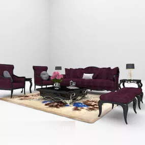 Large Red European Sofa 3d model
