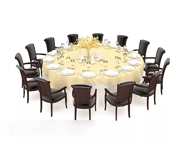Large Round Multi-seaters Table 3d model Large Round Multi-seaters Table 3d model
