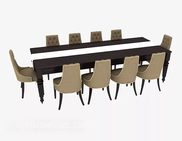 Large Solid Wood Table Chair Set 3d model Large Solid Wood Table Chair Set 3d model