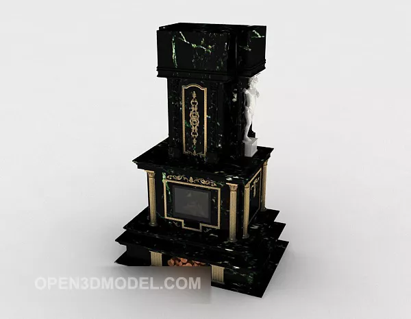 Large Stone Fireplace 3d model Large Stone Fireplace 3d model