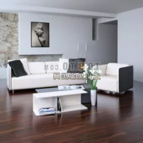 White Fashion Living Room Furniture 3d model