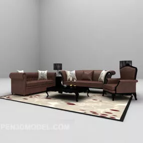 Leather European Sofa 3d model