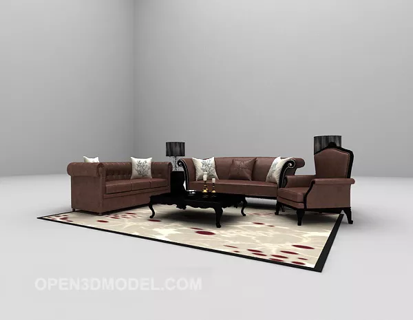 Leather European Sofa 3d model Leather European Sofa 3d model
