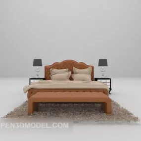 Leather Bed With Daybed And Lamp 3d model
