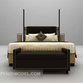 Leather Poster Bed Furniture 3d model
