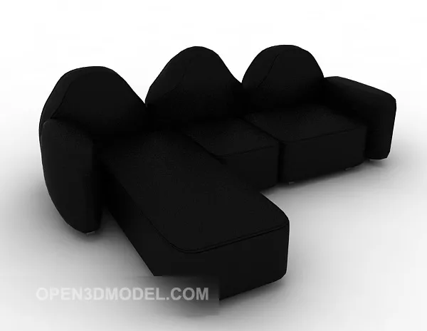 Leather Black Multiplayer Sofa 3d model Leather Black Multiplayer Sofa 3d model