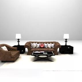 Leather Combination Sofa Furniture 3d model